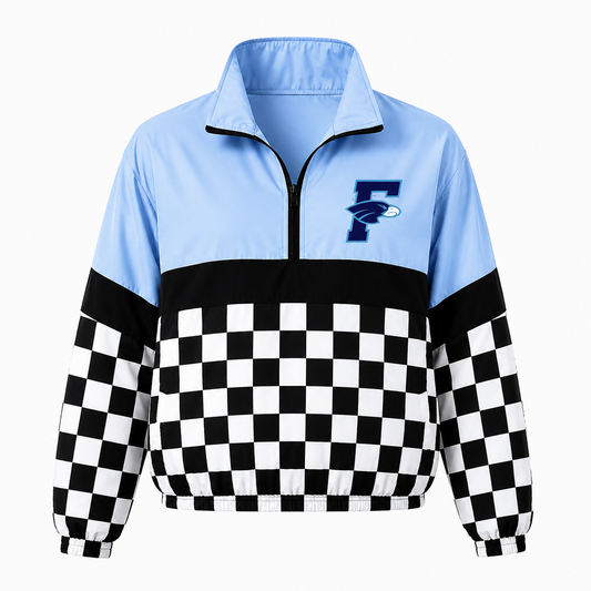 Quarter zip - Fairborn - Light Blue top / black stripe / black and white checkered bottom