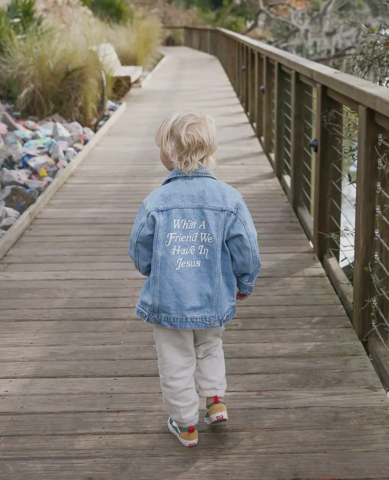 WHAT A FRIEND IN JESUS KIDS DENIM JACKET