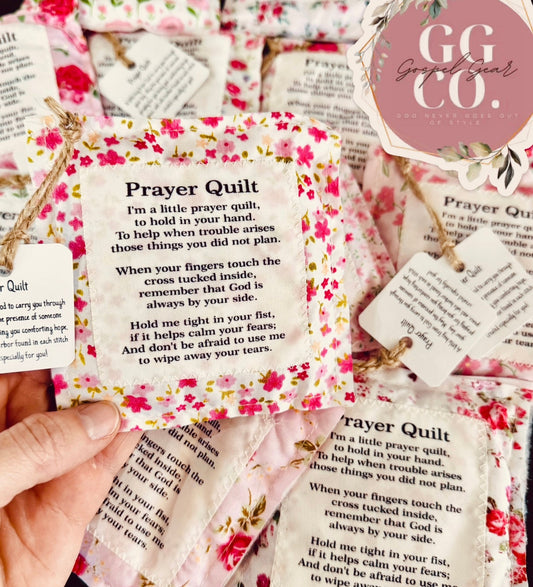 Floral Pink Pocket Prayer Quilt, Prayer Quilt, Faith In Your Hands, Handmade, Mothers Day, Prayer Cloth, Christian Gift