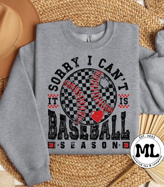 Sorry can’t Baseball - black & red