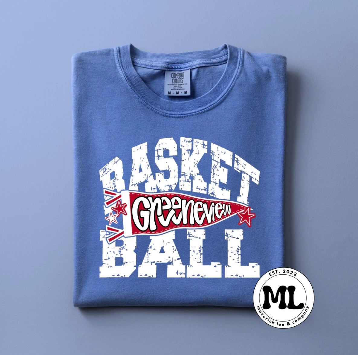 Greeneview basketball distressed pennant