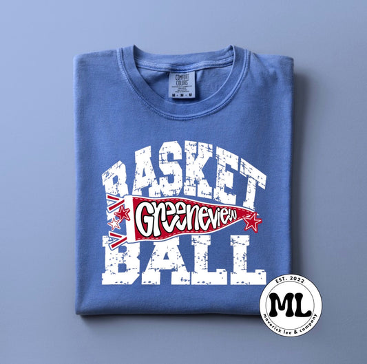 Greeneview basketball distressed pennant