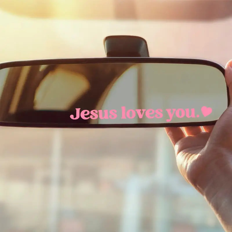 Jesus Loves You Car Decal - Rear View Mirror Sticker - Christian Sticker - Car Decal - Christian Gift