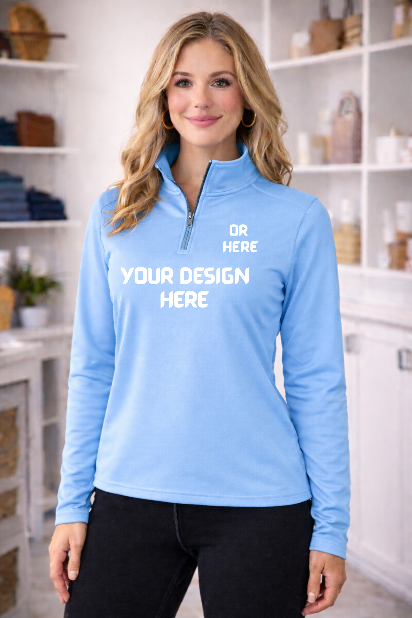 Mock up - Team 365 performance quarterzip - Sport light blue
