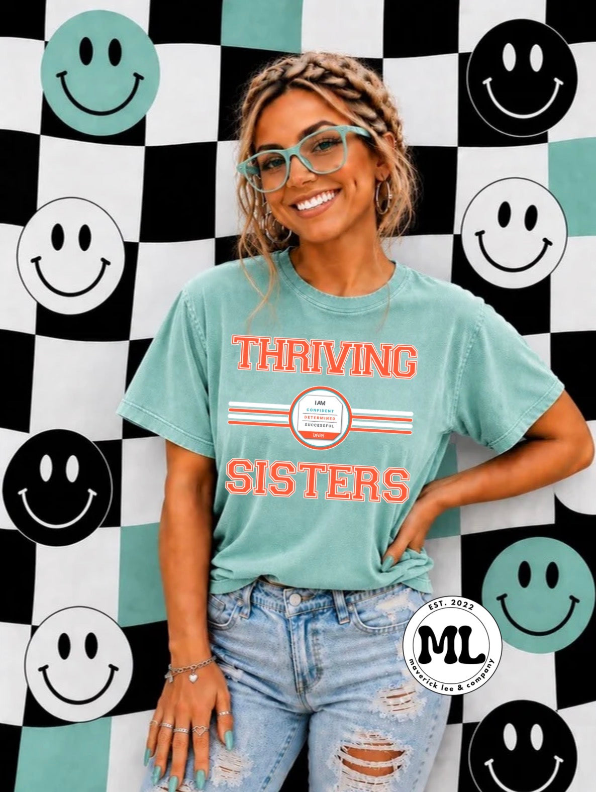 Thriving Sisters orange unisex varsity