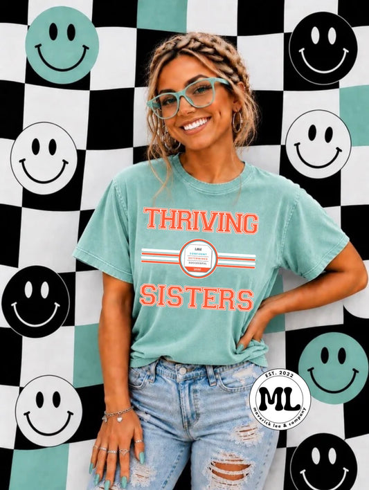 Thriving Sisters orange unisex varsity