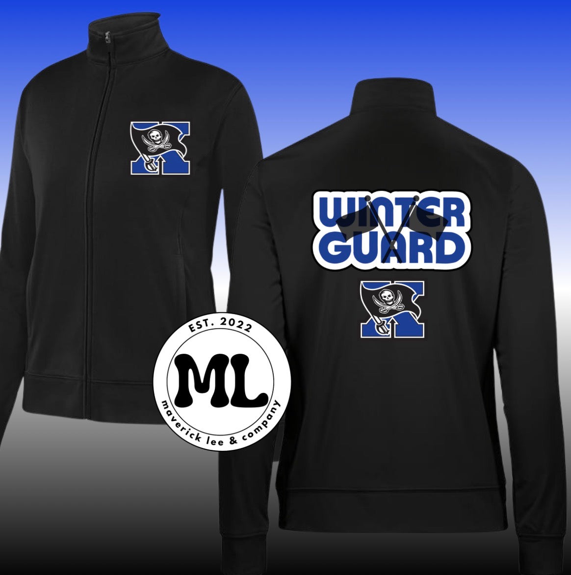 Xenia Buccaneers winter guard jacket - white outline