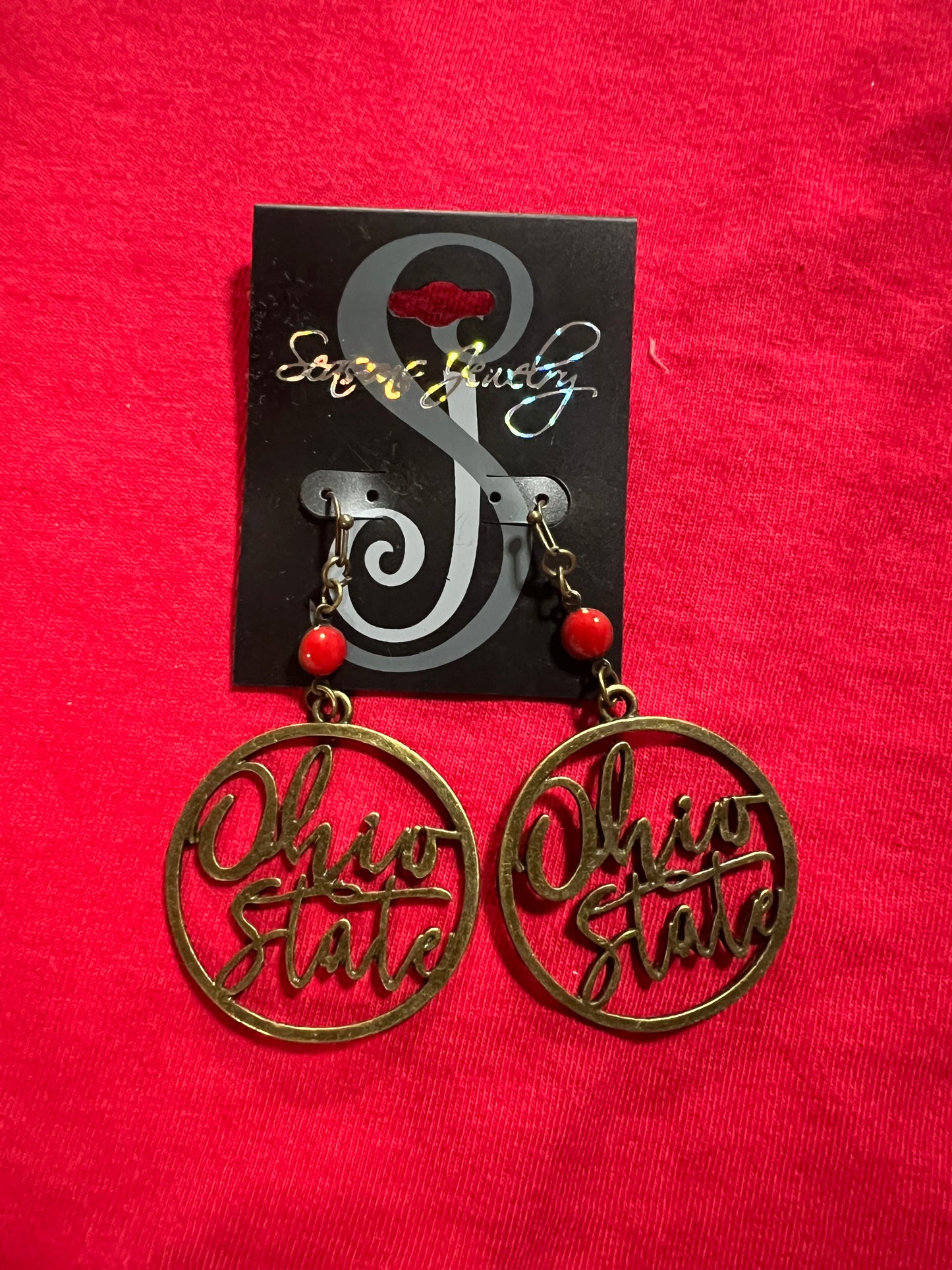 Script earrings in stock