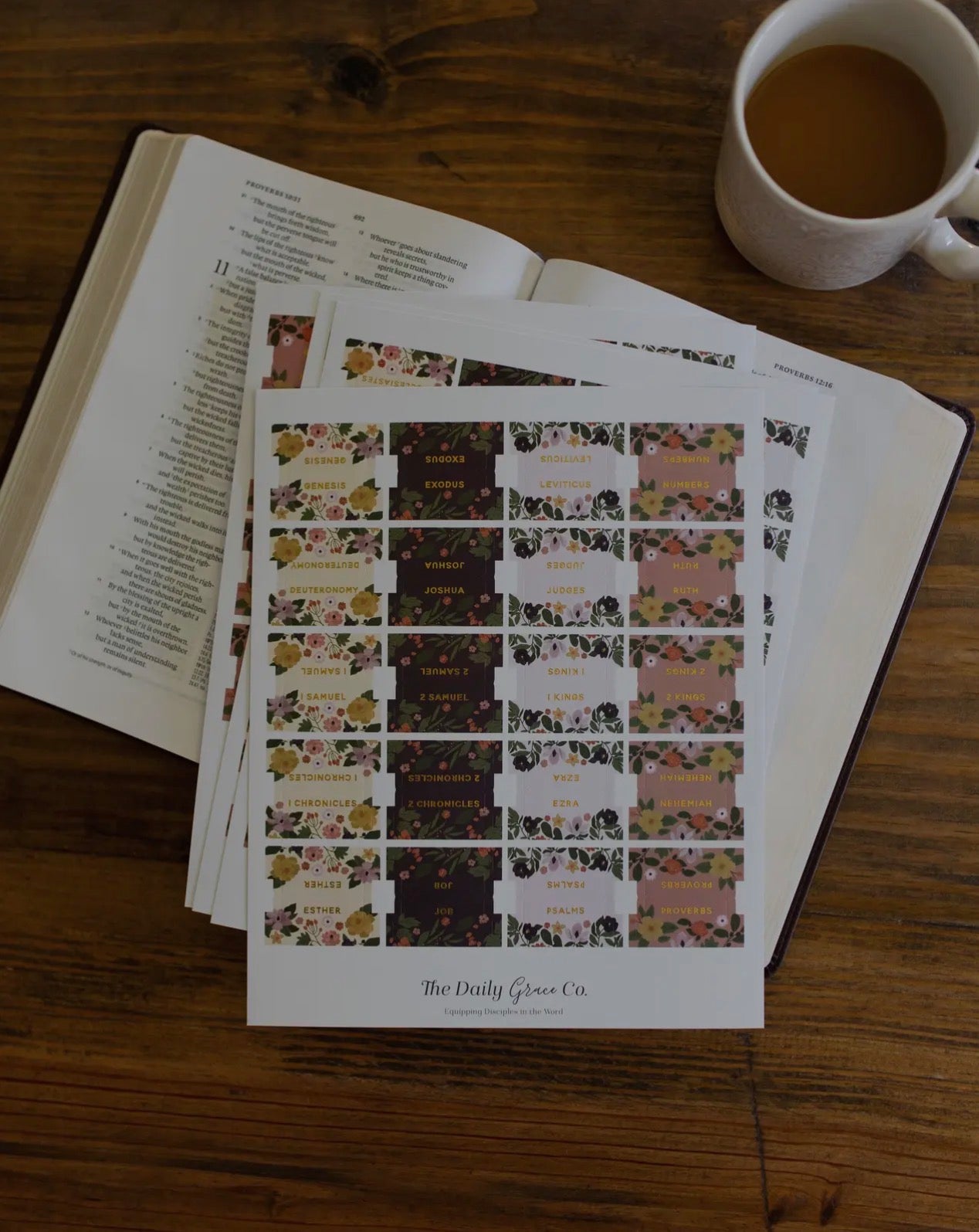 Magnolia Floral Bible Tabs | 76 Tabs