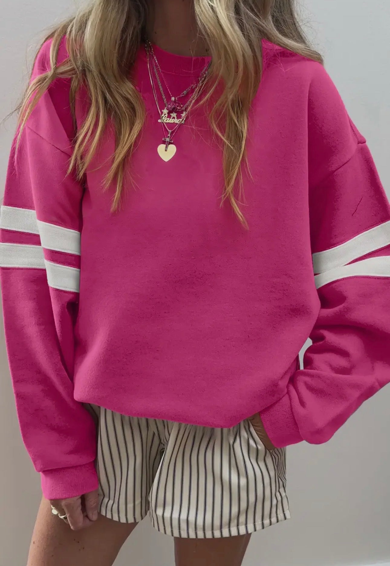 Varsity Striped Drop Shoulder Oversized Sweatshirt