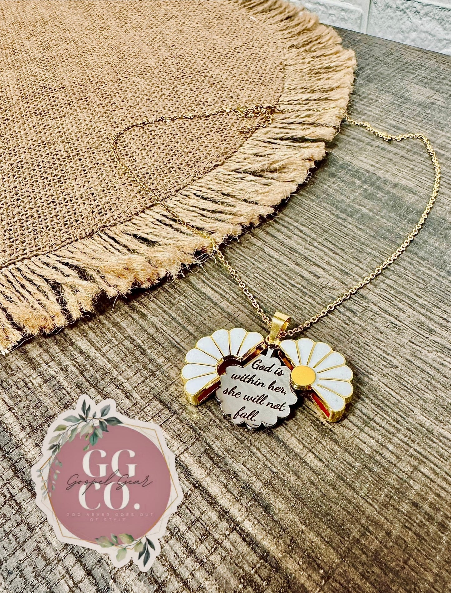 God Is Within Her Daisy Necklace - Hidden Message Necklace - Christian Jewelry - Engraved Christian Necklace - Christian Apparel - Necklace - Christian Gift