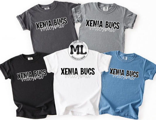 Xenia Volleyball black with white outline