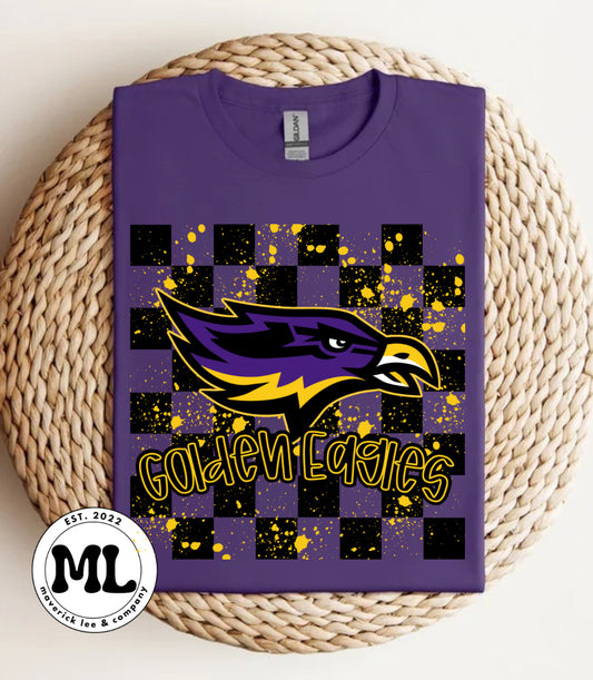 Bellbrook Golden Eagles - checkered paint splatter