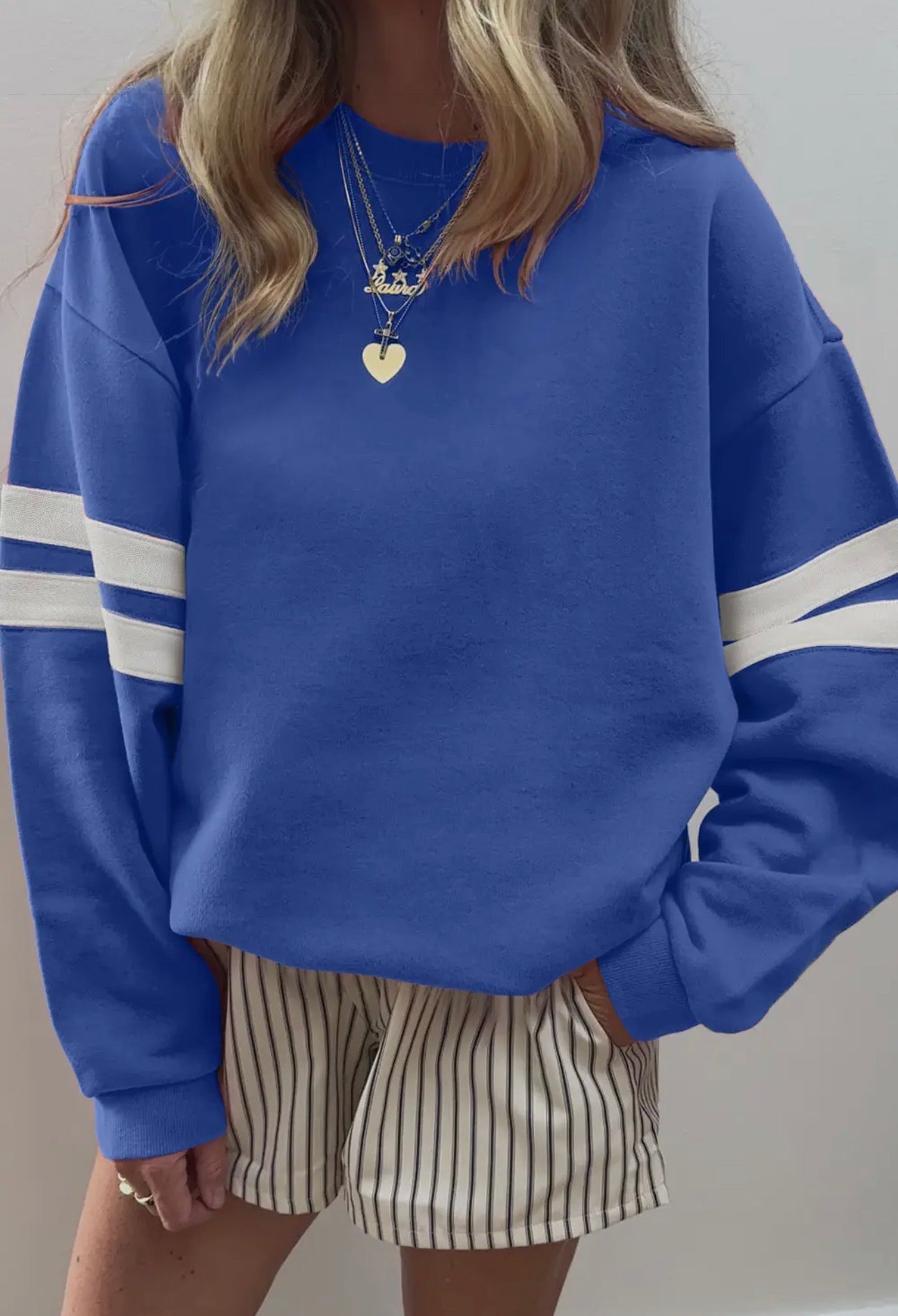 Varsity Striped Drop Shoulder Oversized Sweatshirt