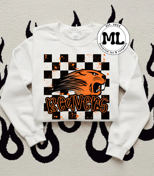 Beavercreek Beavers checkered + paint splatter