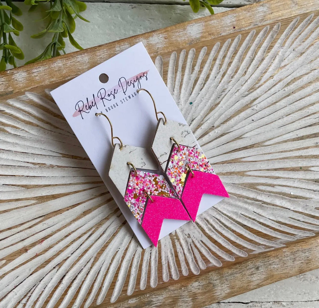 Cork/leather/wood earring collection