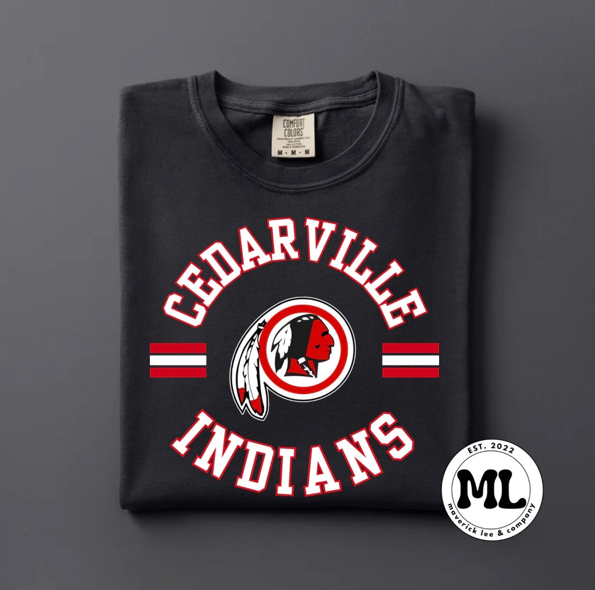 Cedarville Indians circle + line white