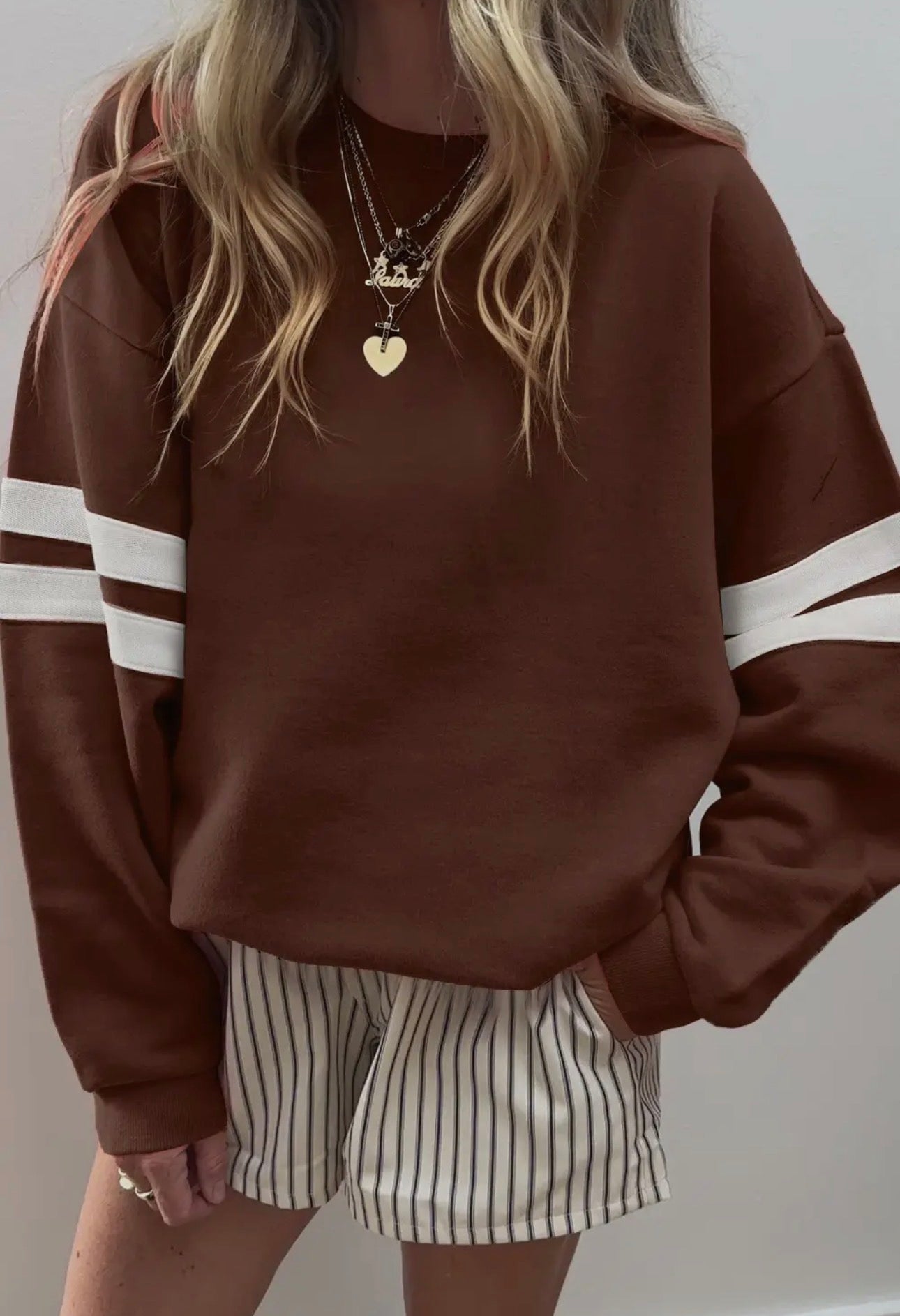 Varsity Striped Drop Shoulder Oversized Sweatshirt