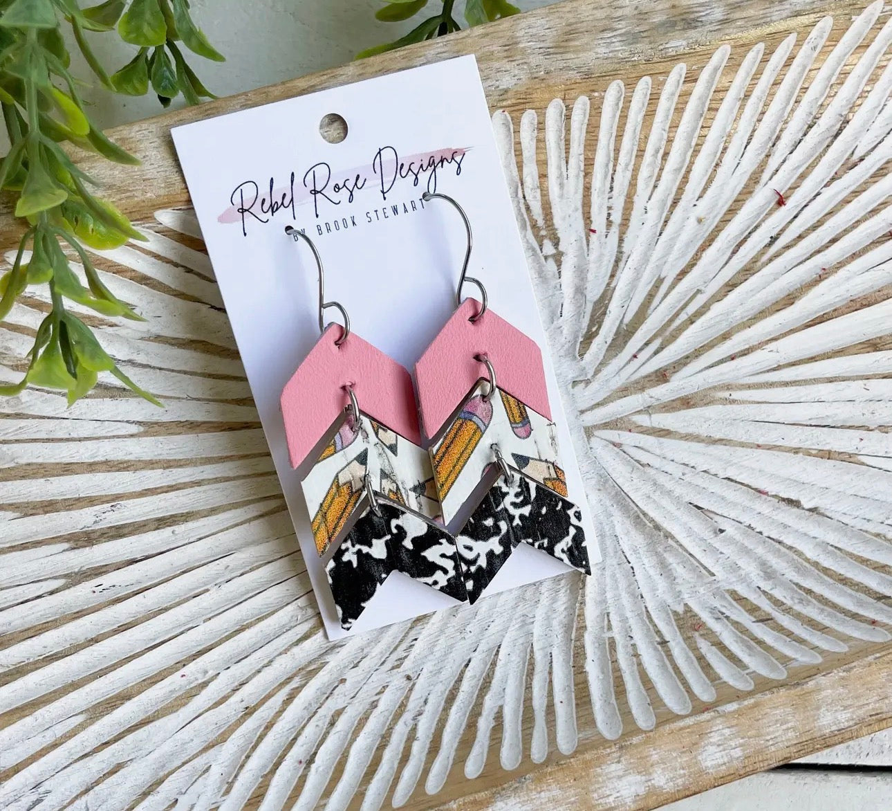 Cork/leather/wood earring collection