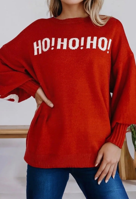 Ho Ho Ho Merry Christmas Drop
Shoulder Loose Sweater