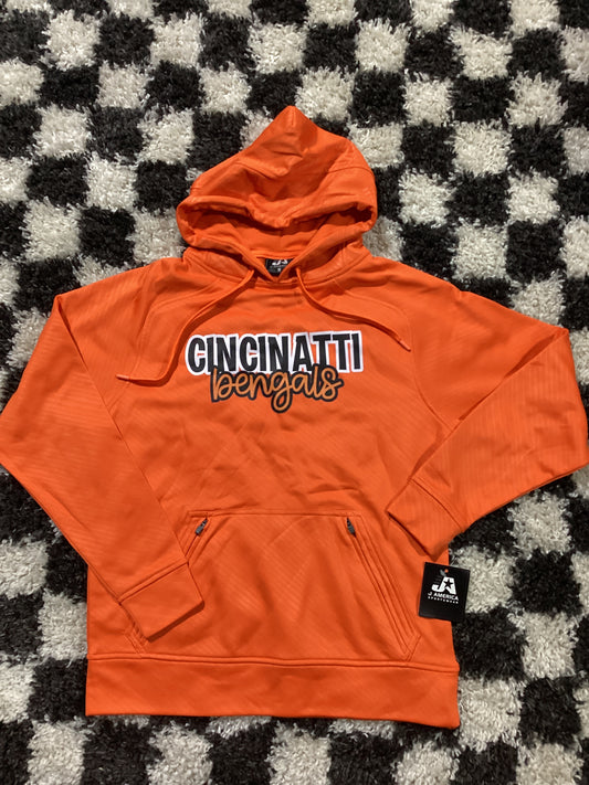 Small moisture wicking Cincinnati football hoodie in stock