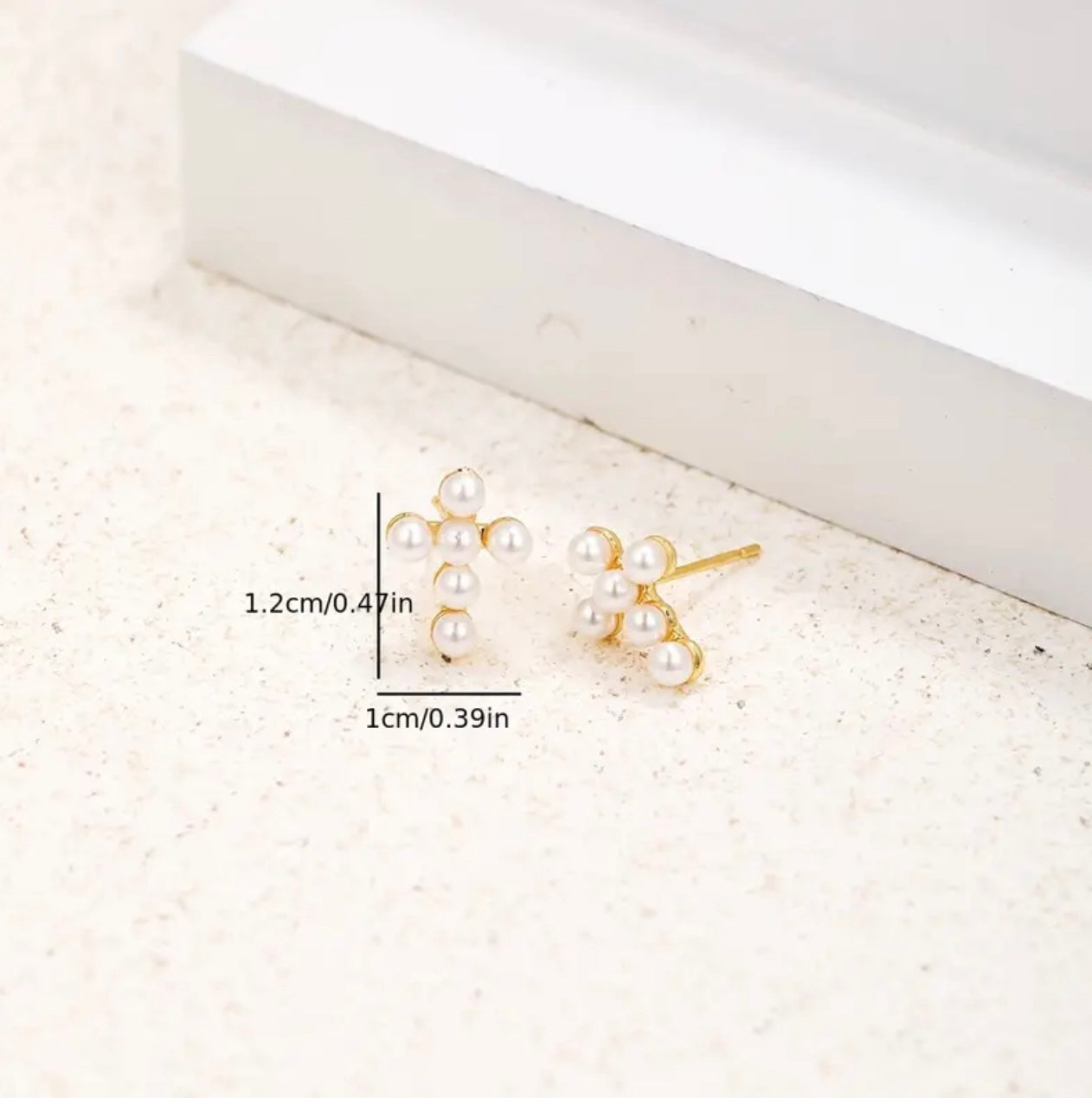 Pearl Cross Stud Earrings