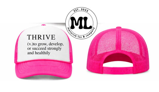 Thrive - pink and white hat