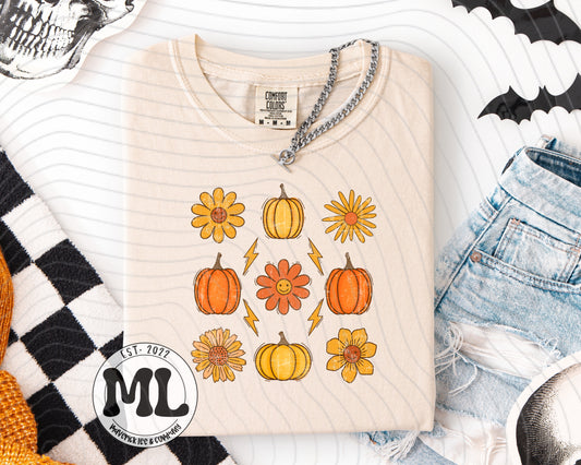 Pumpkin and sunflower grid