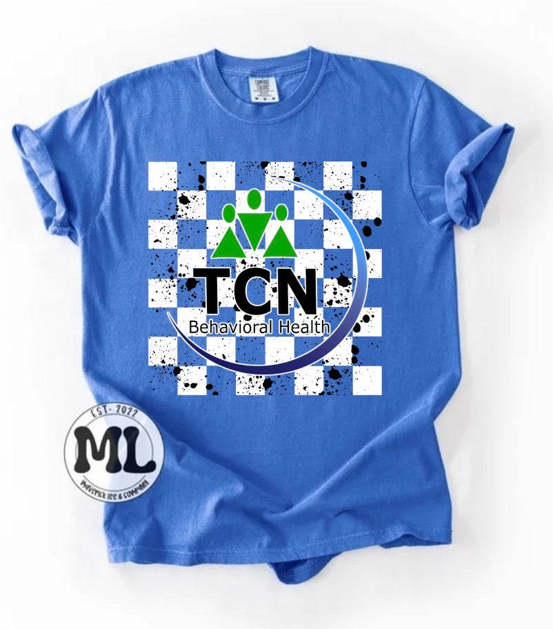 TCN - white distressed checkered