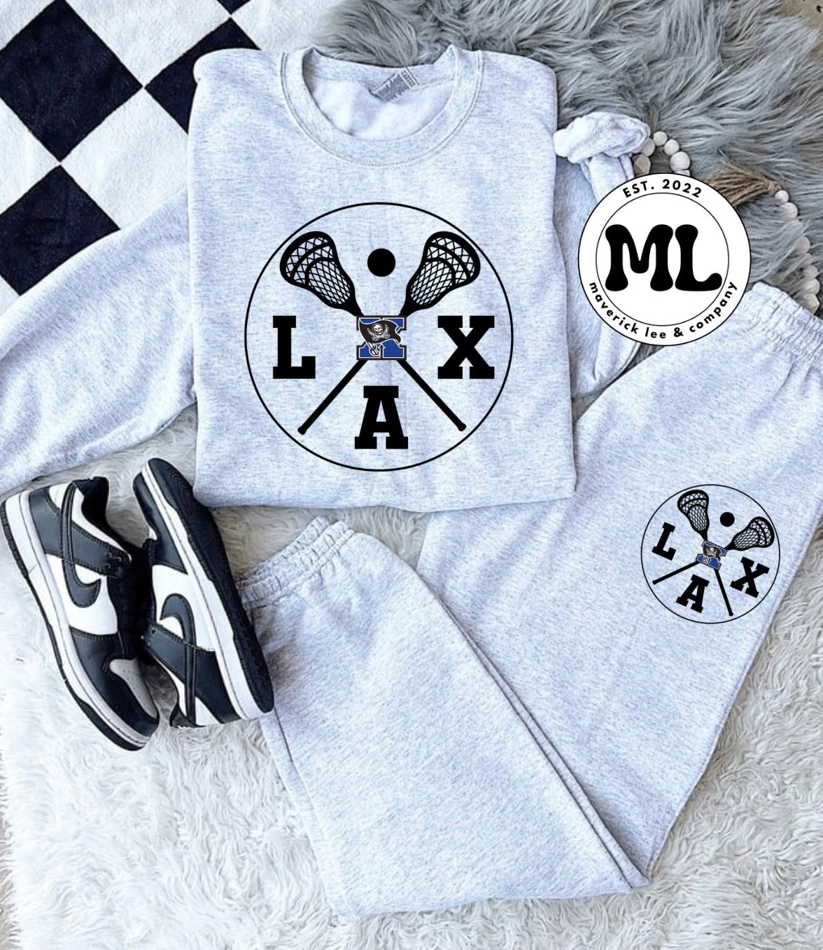 Xenia lacrosse jogger set - black LAX circle