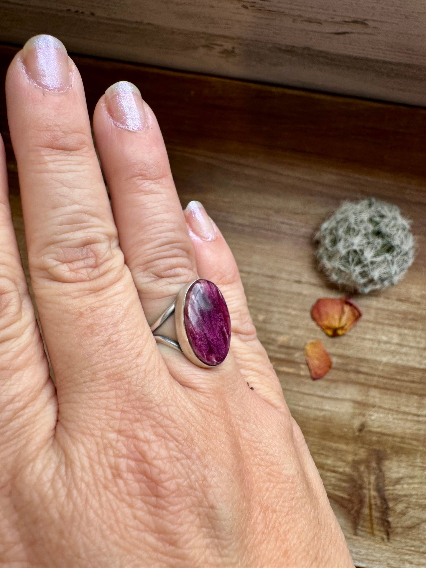 Ring - Size 6 -Purple Spiny & Sterling Silver