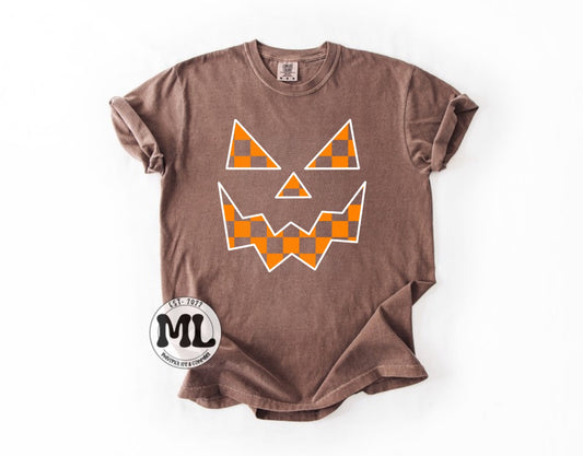 Spooky smile - white on orange