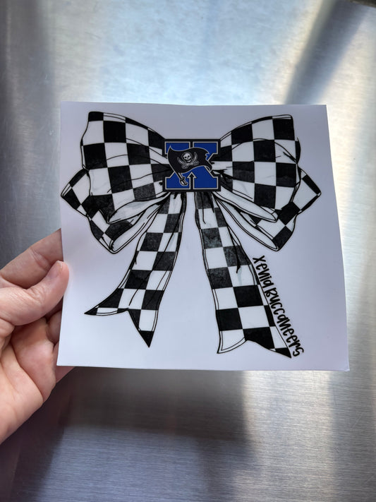 Xenia buccaneers checkered bow – UVDTF sticker