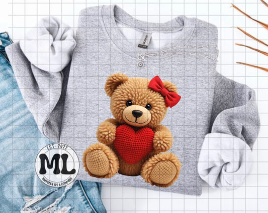 Valentine bear - faux crochet