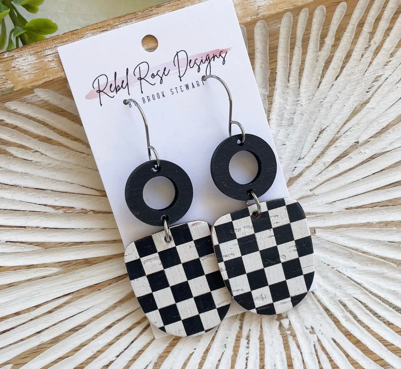 Cork/leather/wood earring collection