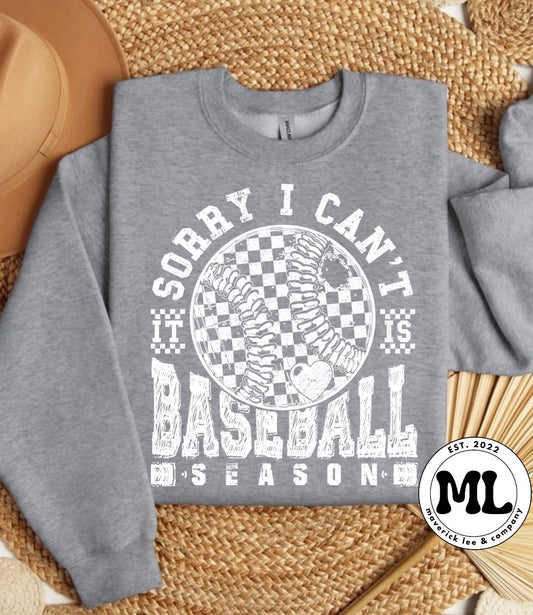 Sorry can’t Baseball - white