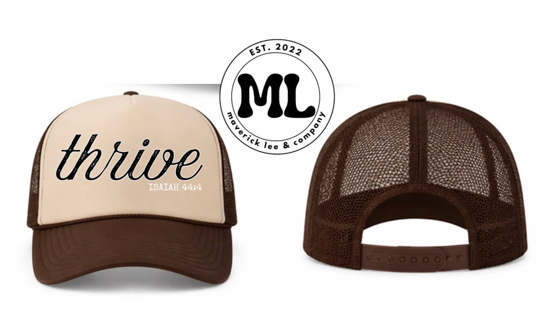 Thrive - brown and tan hat