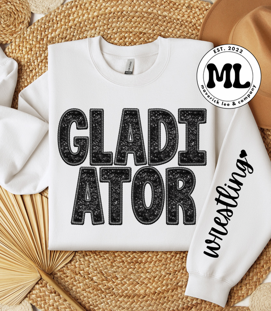 Gladiator wrestling sequin + cursive