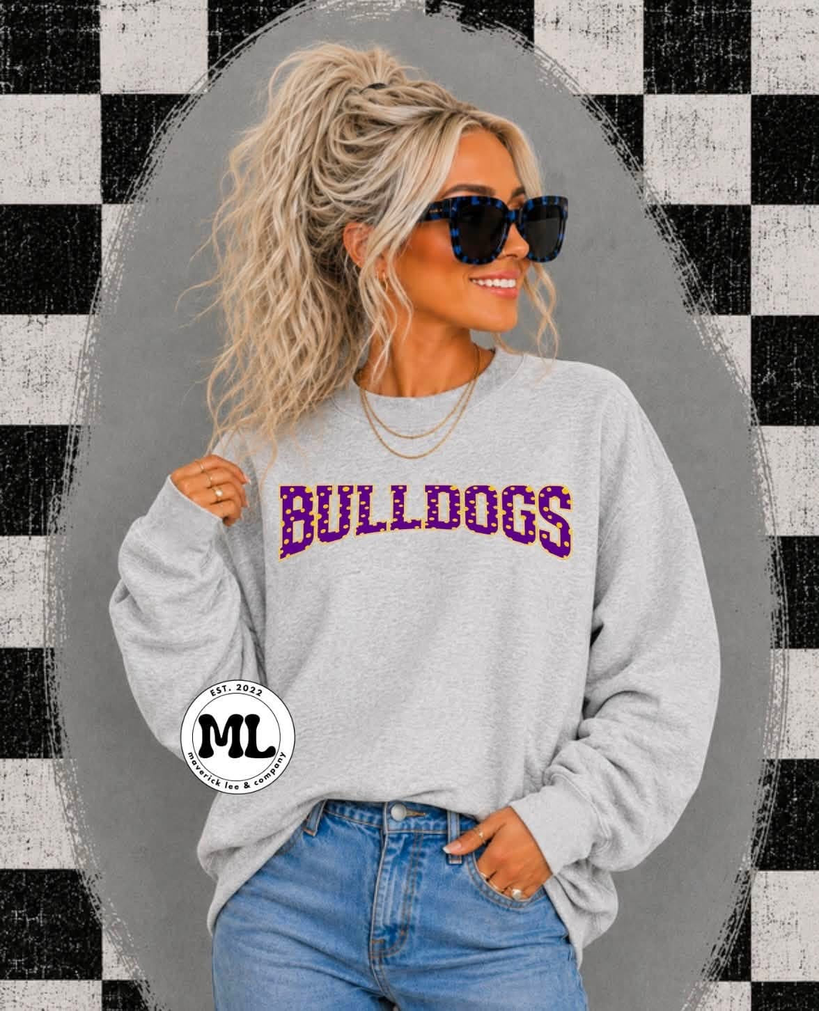 Bulldogs – purple and yellow polkadots