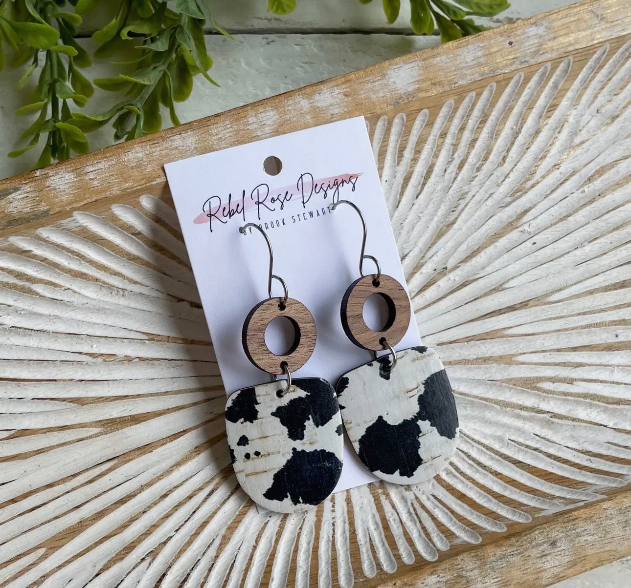 Cork/leather/wood earring collection