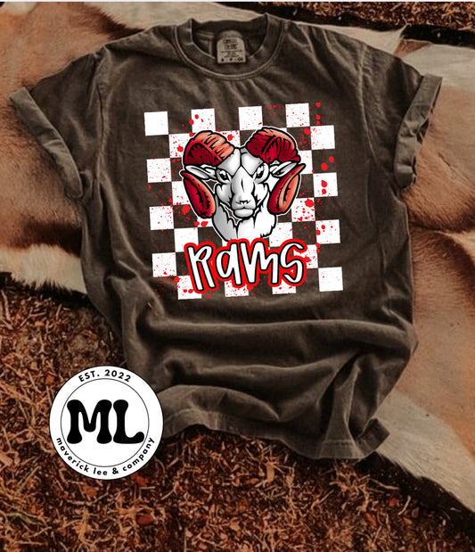 Trotwood Madison Rams checkered paint splatter