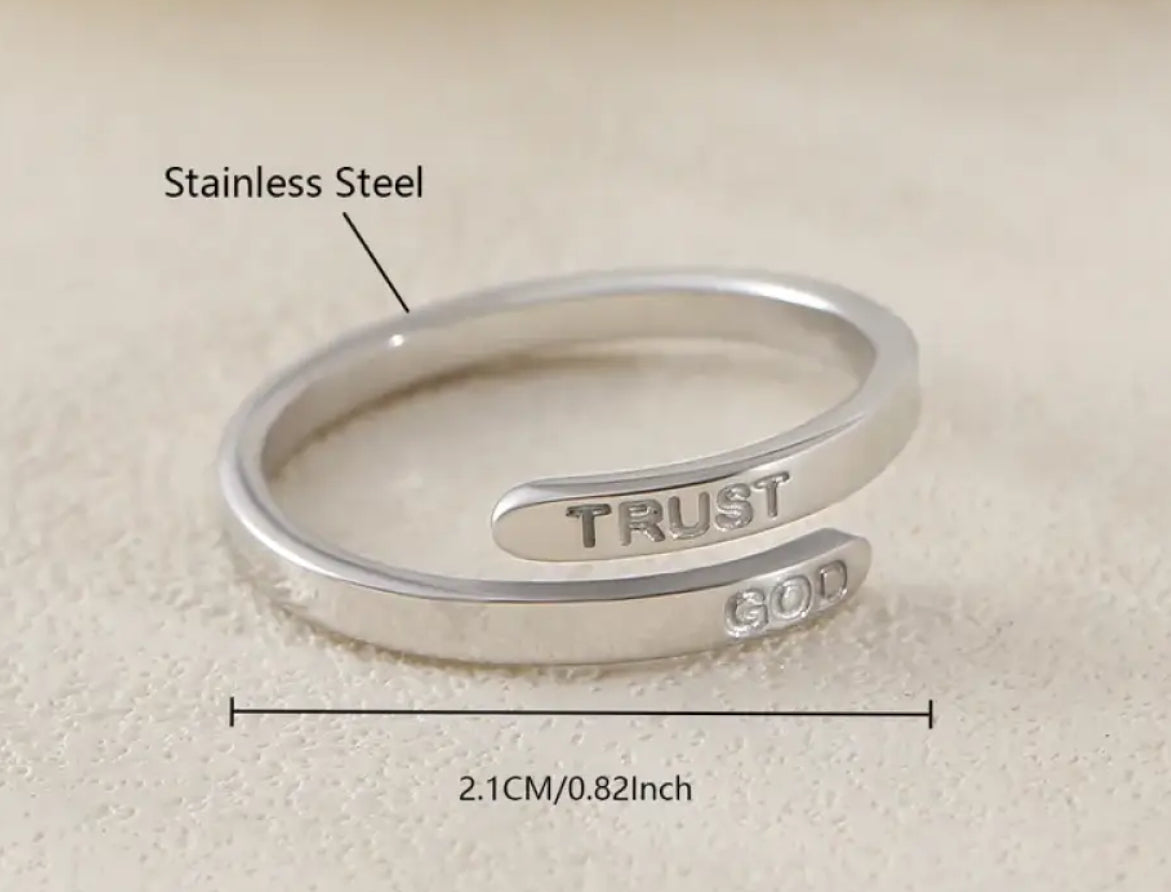Trust God Engraved Ring - Christian Jewelry - Christian Ring  - Christian Gift