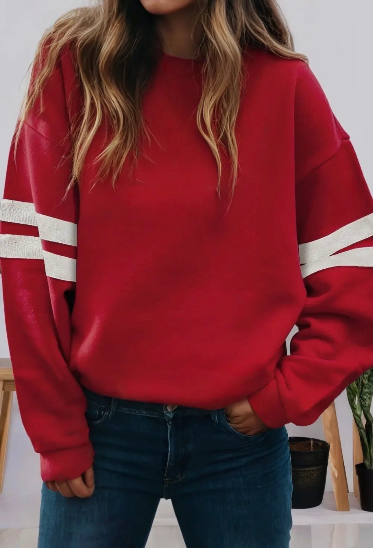 Varsity Striped Drop Shoulder Oversized Sweatshirt