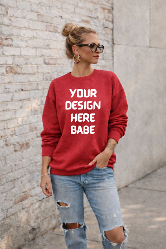 Mock up - Red Gildan Sweatshirt