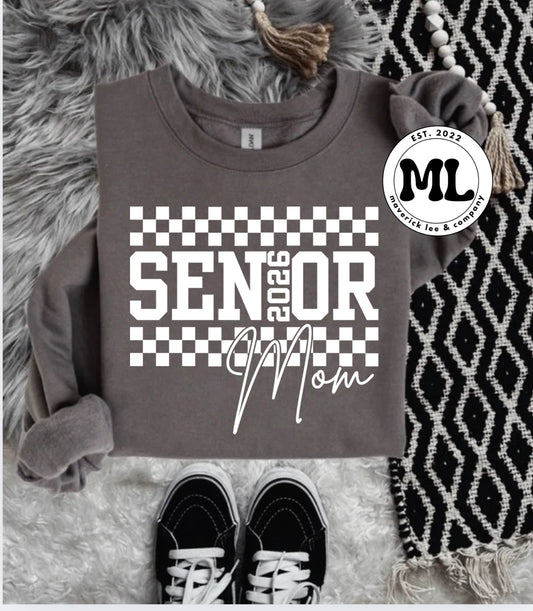 Senior mom, white checkers