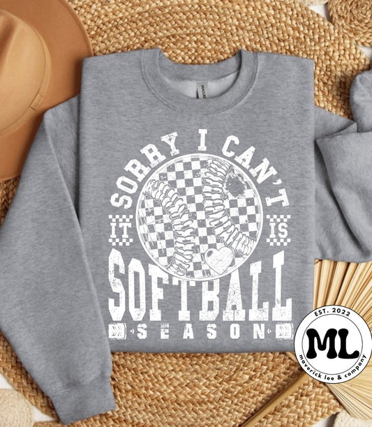 Sorry can’t Softball - white
