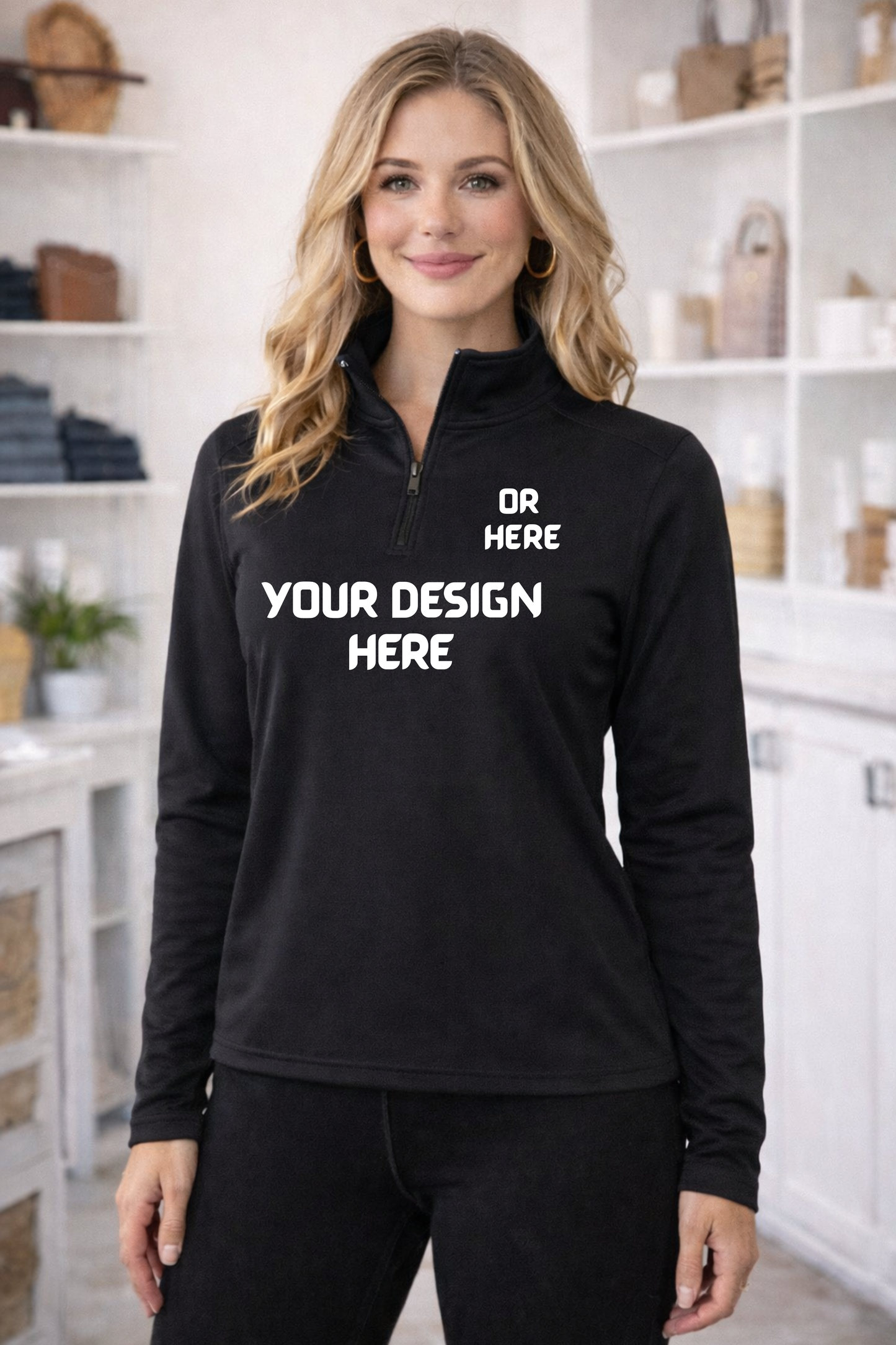 Mock up - Team 365 performance quarterzip - Black