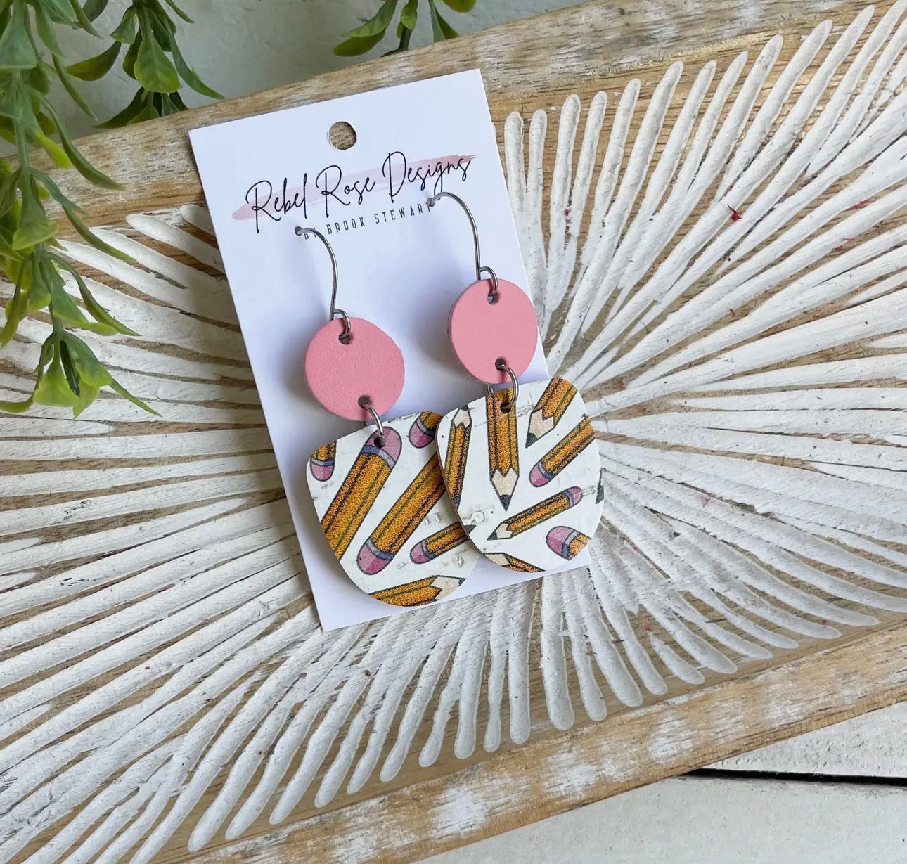 Cork/leather/wood earring collection