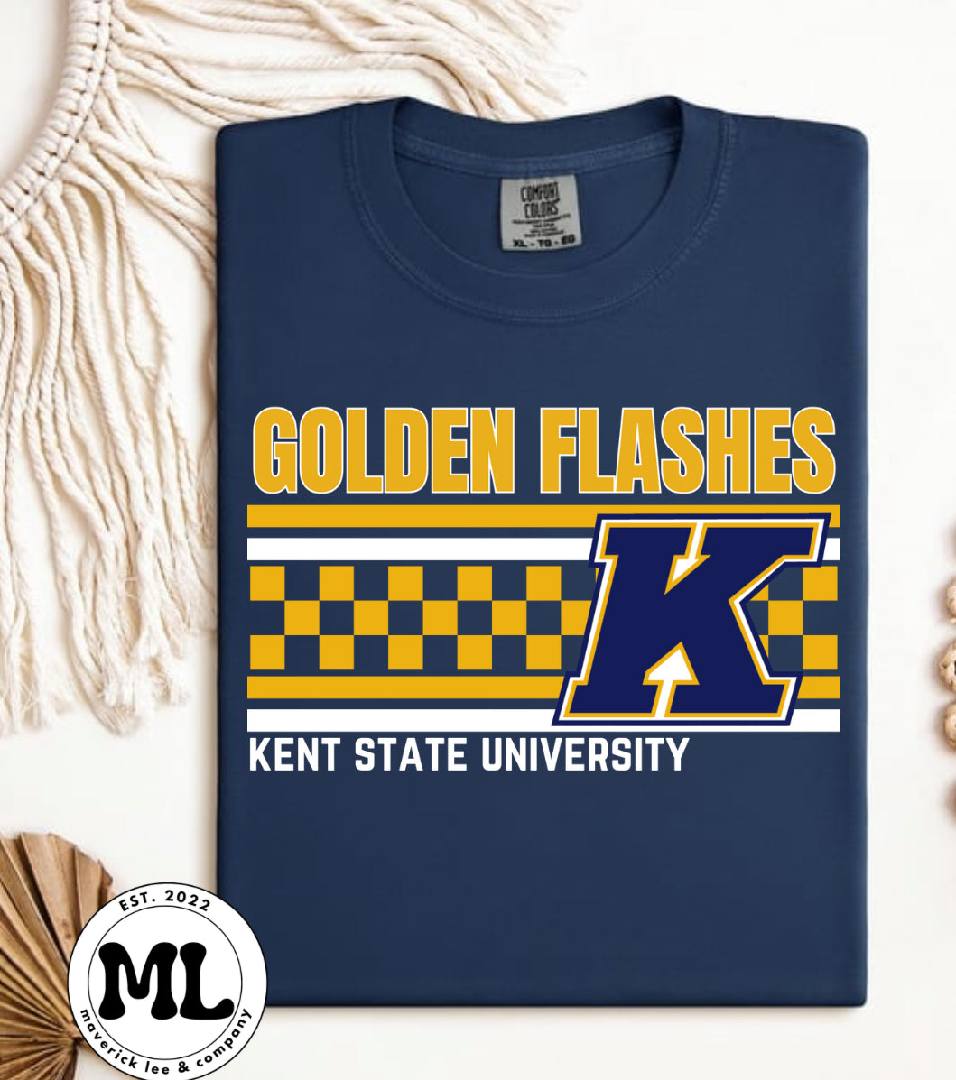 Kent state golden flashes multicolored checkered