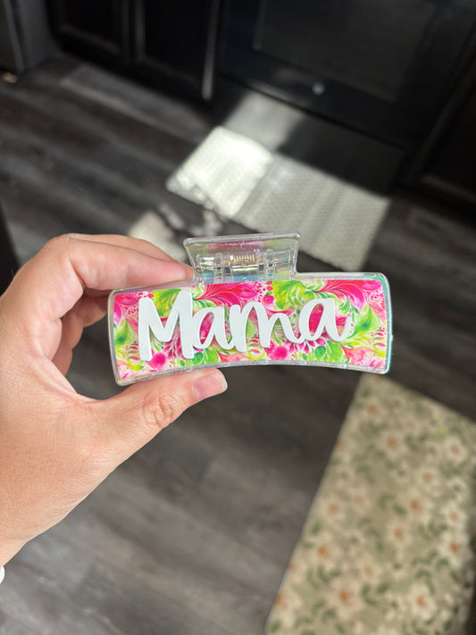 Floral mama hair clip in stock